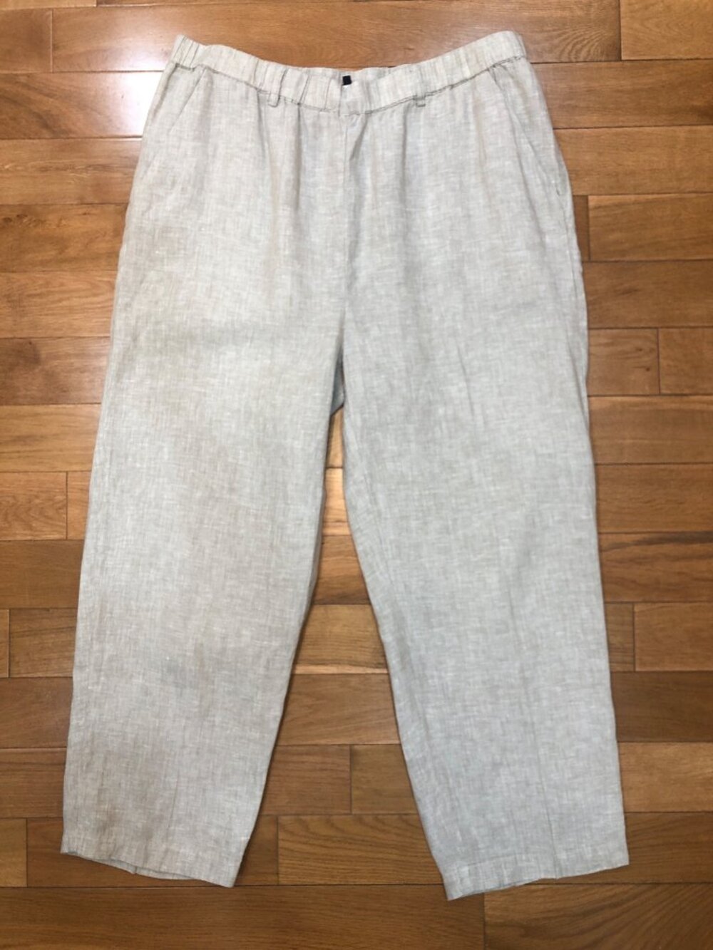 Quince 100% European Linen Wide Leg Ankle Pull-On Pants XL Flax Natural Trousers